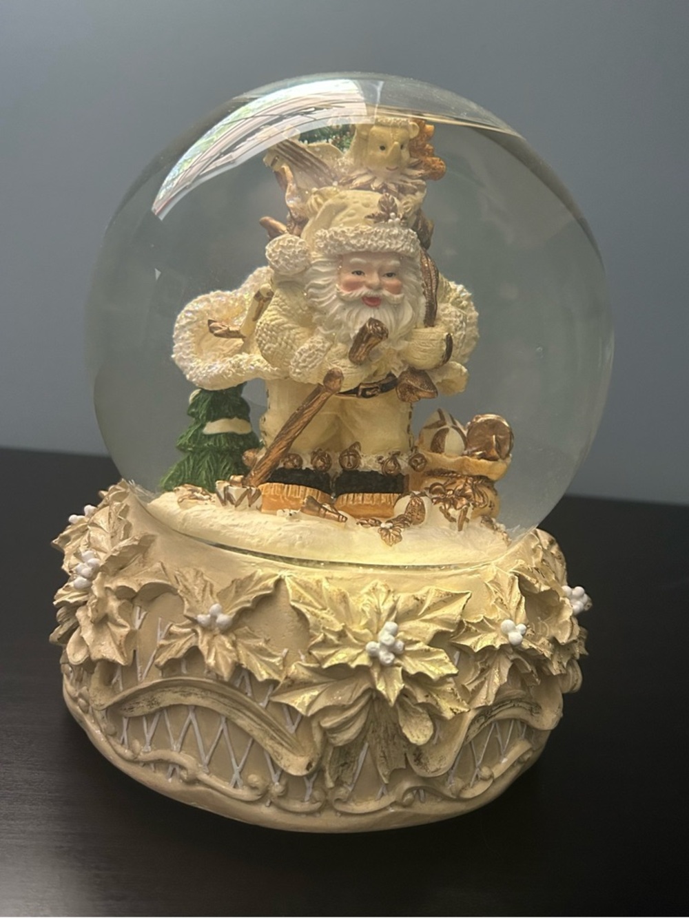 Vintage Bombay Company Ivory Santa Snow Globe Holiday Decor circa  2000